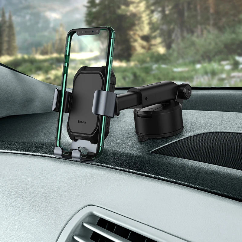 Baseus Adjustable Gravity Car Phone Holder with Suction Cup -  GPS Mount for iPhone 13, 12 Pro, and Xiaomi POCO