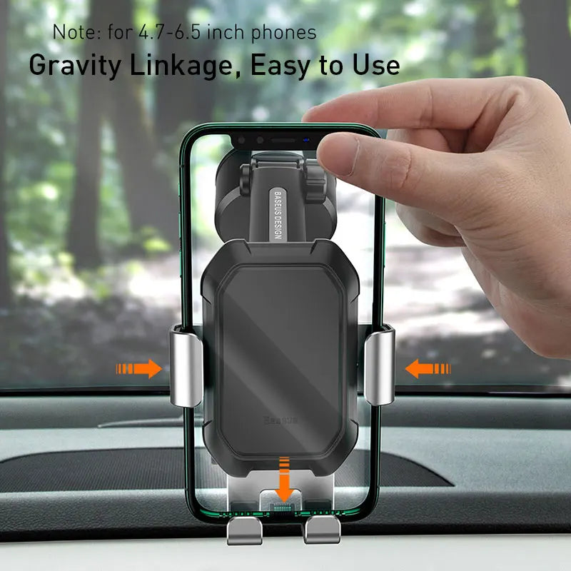Baseus Adjustable Gravity Car Phone Holder with Suction Cup -  GPS Mount for iPhone 13, 12 Pro, and Xiaomi POCO