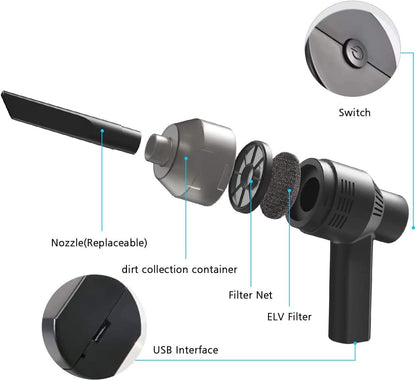 [Upgrade] Mini Vacuum Cordless Vacuum Keyboard Cleaner Mini Computer Vacuum Rechargeable Desk Vacuum for Cleaning Dust,Hair,Crumbs,Eraser Scrap,Laptop,Pet House，Sewing Machine