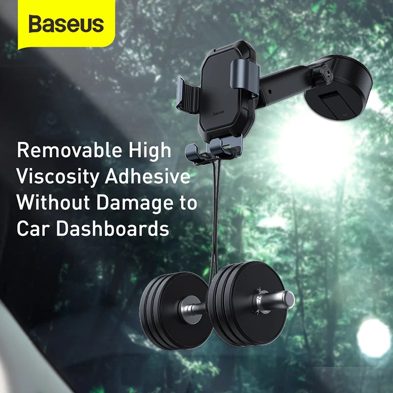 Baseus Adjustable Gravity Car Phone Holder with Suction Cup -  GPS Mount for iPhone 13, 12 Pro, and Xiaomi POCO