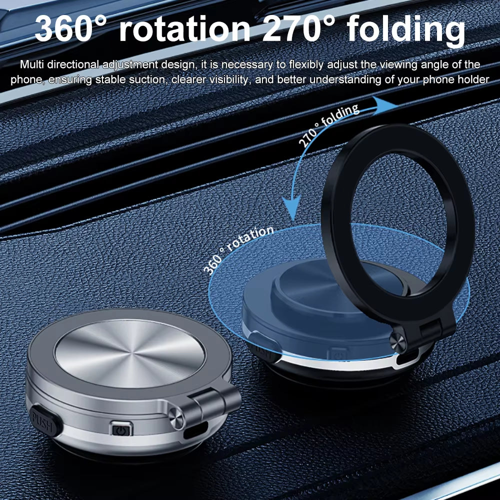 360° Rotatable Magnetic Car Phone Holder with Intelligent Vacuum Adsorption for Windshield Stability