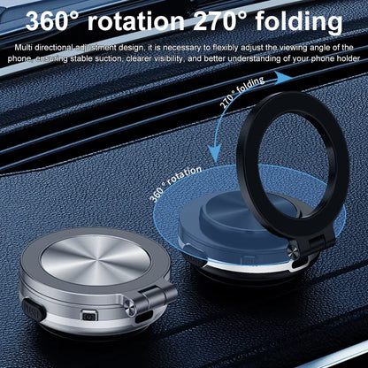 360° Rotatable Magnetic Car Phone Holder with Intelligent Vacuum Adsorption for Windshield Stability
