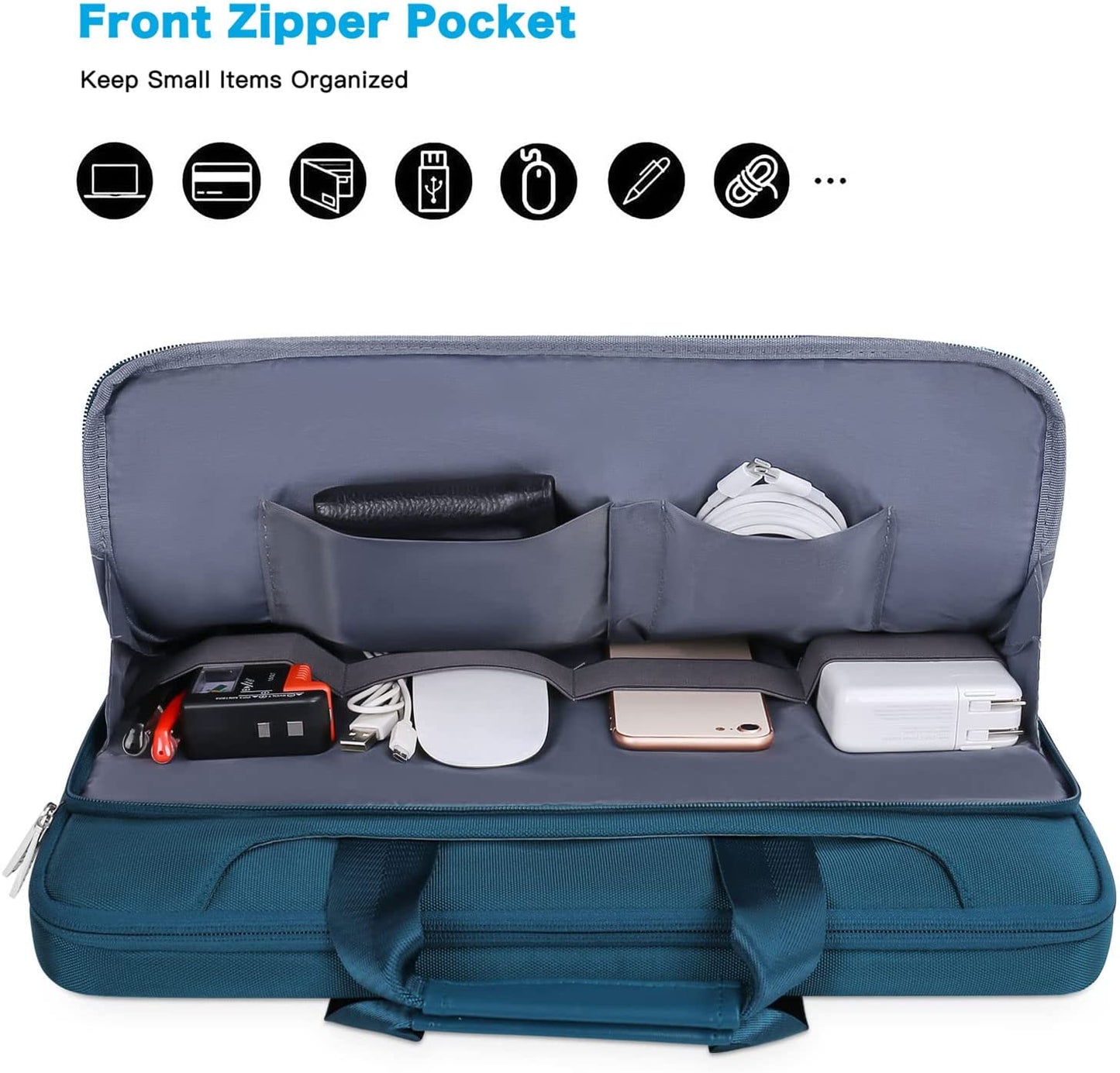 360 Protective Laptop Shoulder Bag Compatible with Macbook Air 15 M4 A3241 M3 A3114 M2 A2941/Pro 16 Inch M4 M3 M2 M1, 15-15.6 Inch Notebook,Matching Color Sleeve with Belt, Teal Green