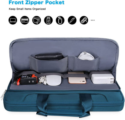 360 Protective Laptop Shoulder Bag Compatible with Macbook Air 15 M4 A3241 M3 A3114 M2 A2941/Pro 16 Inch M4 M3 M2 M1, 15-15.6 Inch Notebook,Matching Color Sleeve with Belt, Teal Green