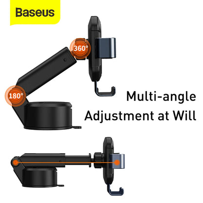 Baseus Adjustable Gravity Car Phone Holder with Suction Cup -  GPS Mount for iPhone 13, 12 Pro, and Xiaomi POCO