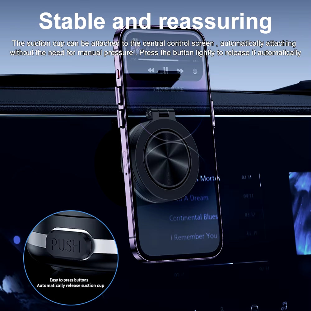 360° Rotatable Magnetic Car Phone Holder with Intelligent Vacuum Adsorption for Windshield Stability