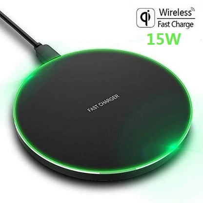 Wireless Charger 15W Fast Charge Aluminum Wireless Charging Pad Compatible with Iphone 16 15 14 13 12 11/XS/XR/8, Samsung Galaxy S25/S24/S23 S22/S21, Note 20/10