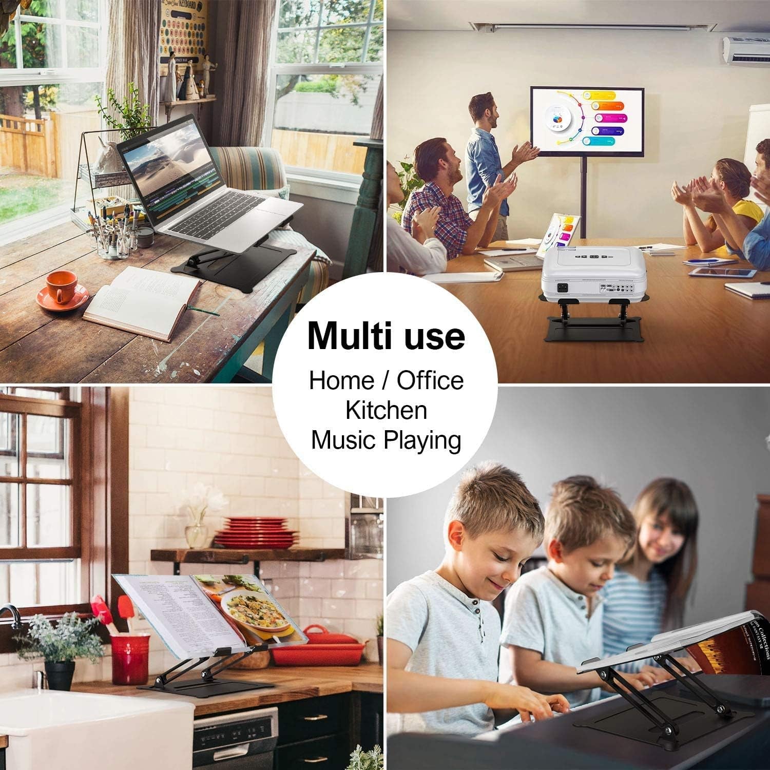 Adjustable Laptop Stand, Aluminum Laptop Computer Stand Rriser&Multi-Angle Stand with Heat-Vent to Elevate Laptop Holder Compatible for Mac,Notebook,Macbook Pro/Air,Lenovo,Dell More10-17 Laptop