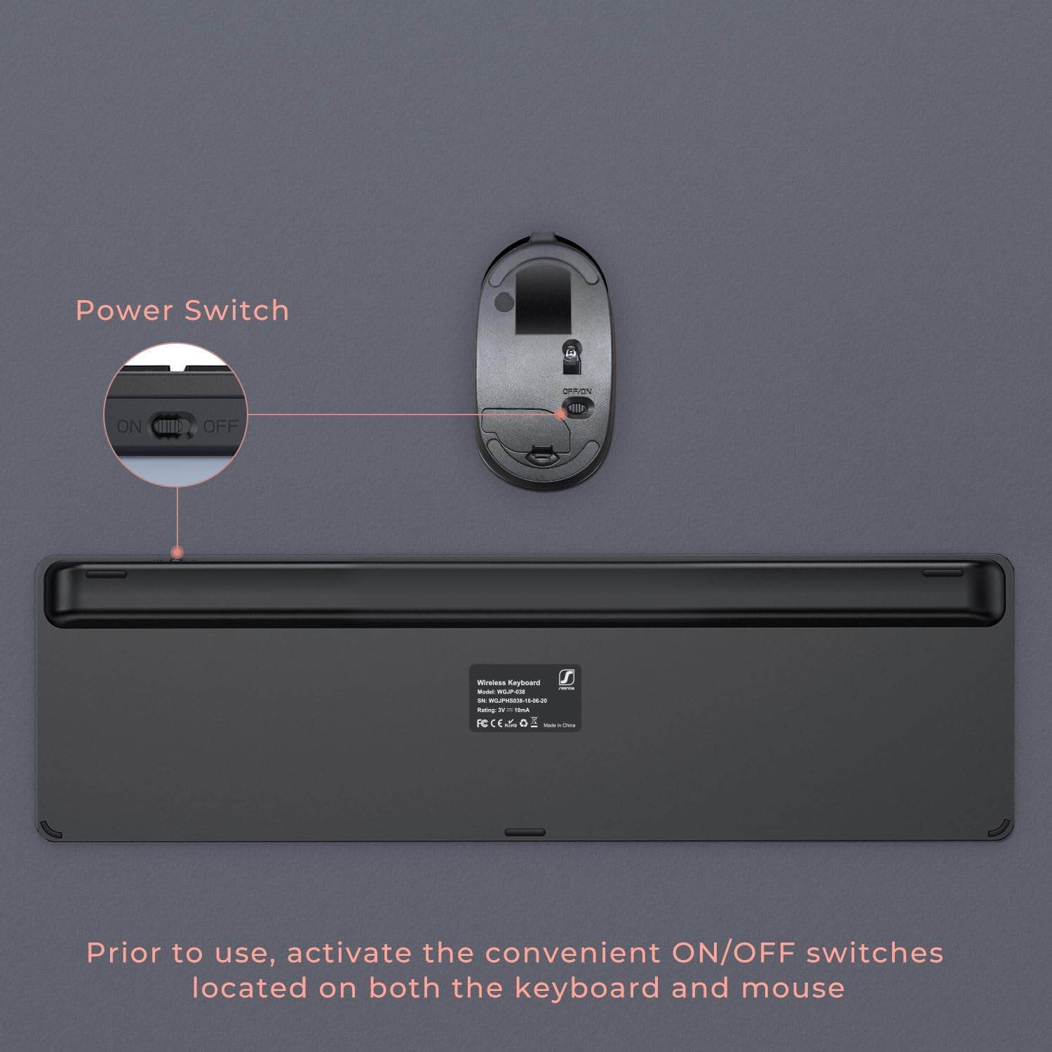 Rechargeable Wireless Keyboard Mouse Combo Full Size Cordless Keyboard & Mouse Sets with Build-In Lithium Battery Ultra Thin Quiet Keyboard Mice (Rose Gold & Black)