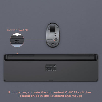 Rechargeable Wireless Keyboard Mouse Combo Full Size Cordless Keyboard & Mouse Sets with Build-In Lithium Battery Ultra Thin Quiet Keyboard Mice (Rose Gold & Black)