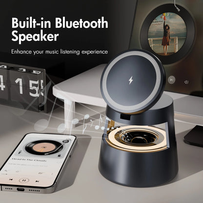 5 in 1 Wireless Charging Station, 15W Fast Charging Wireless Charger for Iphone Airpods Iwatch with Magsafe and Mushroom Light, Compatible with Iphone 8 and above Series