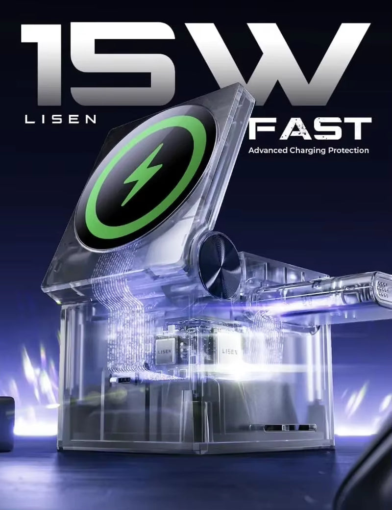 3-in-1 Charging Station Cube for Apple Devices - Travel Charger for iPhone 15 Pro Max, AirPods, and Apple Watch