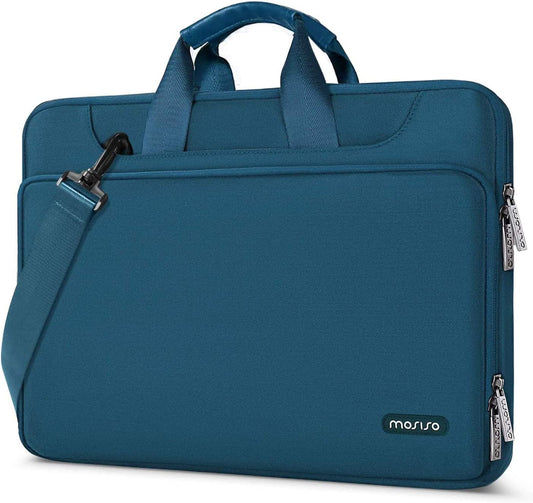 360 Protective Laptop Shoulder Bag Compatible with Macbook Air 15 M4 A3241 M3 A3114 M2 A2941/Pro 16 Inch M4 M3 M2 M1, 15-15.6 Inch Notebook,Matching Color Sleeve with Belt, Teal Green