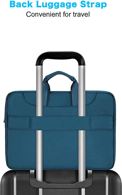 360 Protective Laptop Shoulder Bag Compatible with Macbook Air 15 M4 A3241 M3 A3114 M2 A2941/Pro 16 Inch M4 M3 M2 M1, 15-15.6 Inch Notebook,Matching Color Sleeve with Belt, Teal Green