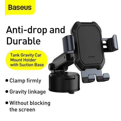 Baseus Adjustable Gravity Car Phone Holder with Suction Cup -  GPS Mount for iPhone 13, 12 Pro, and Xiaomi POCO