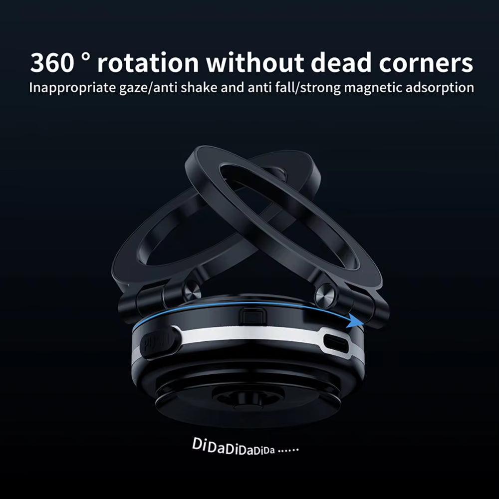 360° Rotatable Magnetic Car Phone Holder with Intelligent Vacuum Adsorption for Windshield Stability