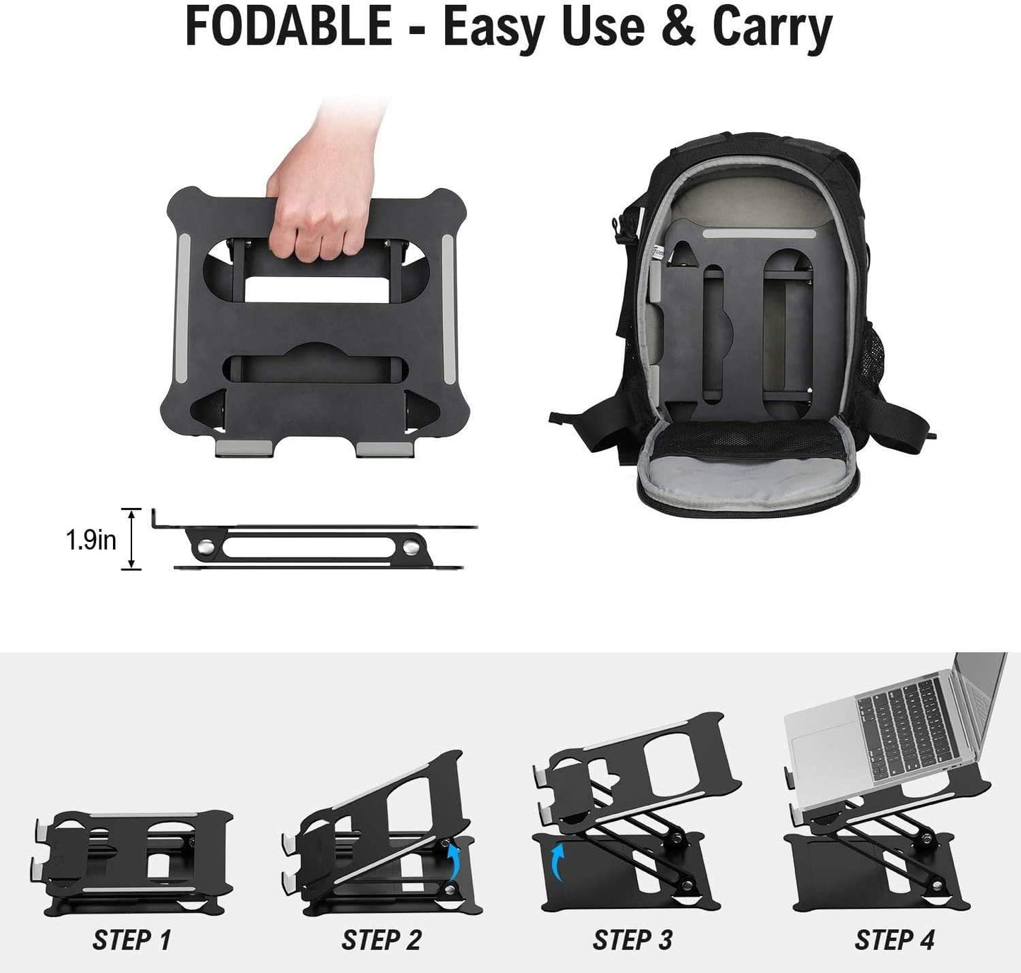 Adjustable Laptop Stand, Aluminum Laptop Computer Stand Rriser&Multi-Angle Stand with Heat-Vent to Elevate Laptop Holder Compatible for Mac,Notebook,Macbook Pro/Air,Lenovo,Dell More10-17 Laptop