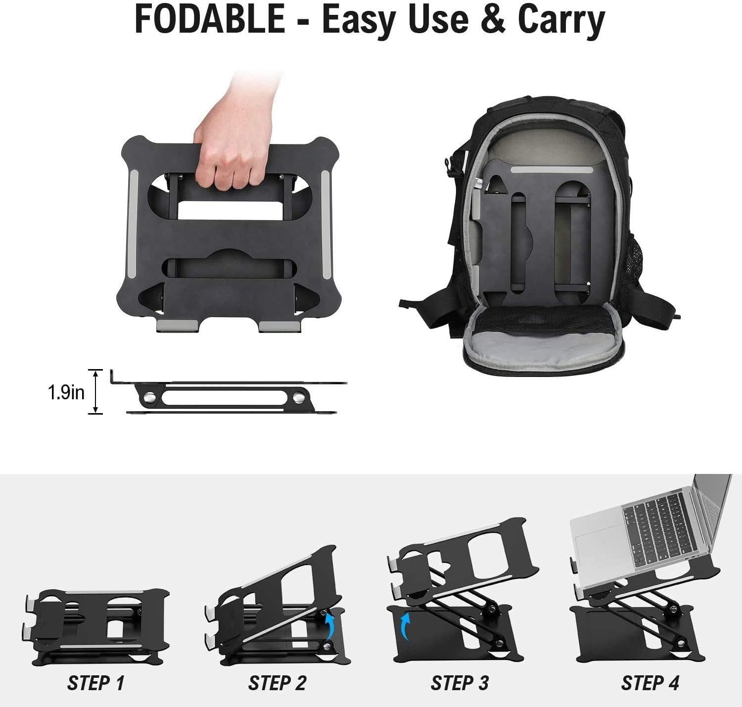 Adjustable Laptop Stand, Aluminum Laptop Computer Stand Rriser&Multi-Angle Stand with Heat-Vent to Elevate Laptop Holder Compatible for Mac,Notebook,Macbook Pro/Air,Lenovo,Dell More10-17 Laptop