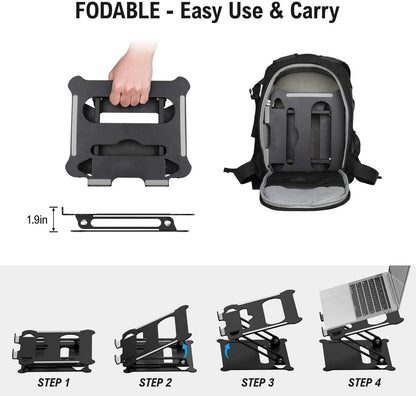 Adjustable Laptop Stand, Aluminum Laptop Computer Stand Rriser&Multi-Angle Stand with Heat-Vent to Elevate Laptop Holder Compatible for Mac,Notebook,Macbook Pro/Air,Lenovo,Dell More10-17 Laptop