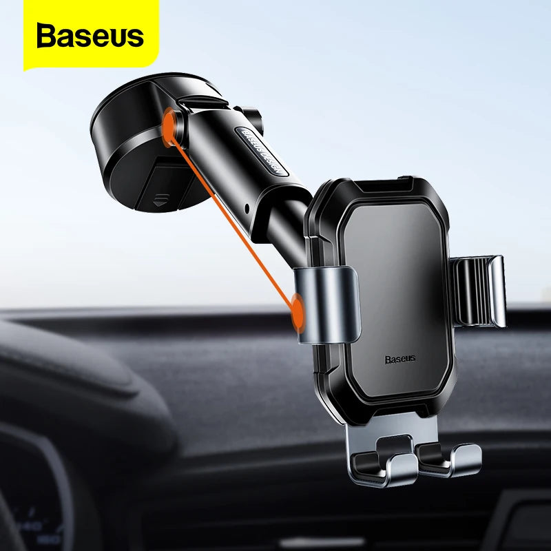 Baseus Adjustable Gravity Car Phone Holder with Suction Cup -  GPS Mount for iPhone 13, 12 Pro, and Xiaomi POCO
