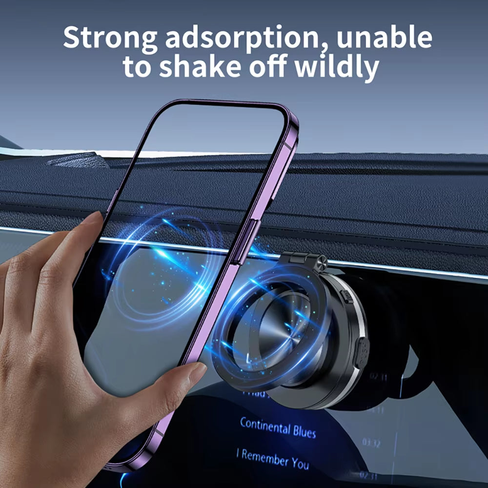 360° Rotatable Magnetic Car Phone Holder with Intelligent Vacuum Adsorption for Windshield Stability